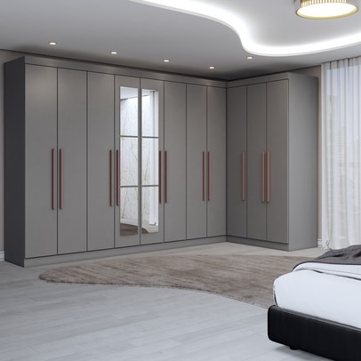 Guarda-Roupa Casal Modulado Odisseia 11 Portas 4 Gavetas com Espelho Onix - Panorama Móveis