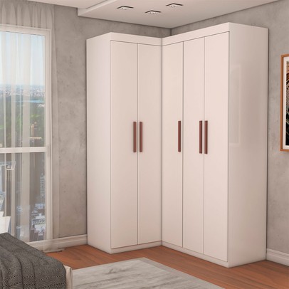 Guarda-Roupa Solteiro Modulado Odisseia 5 Portas 12 Prateleiras Branco - Panorama Móveis