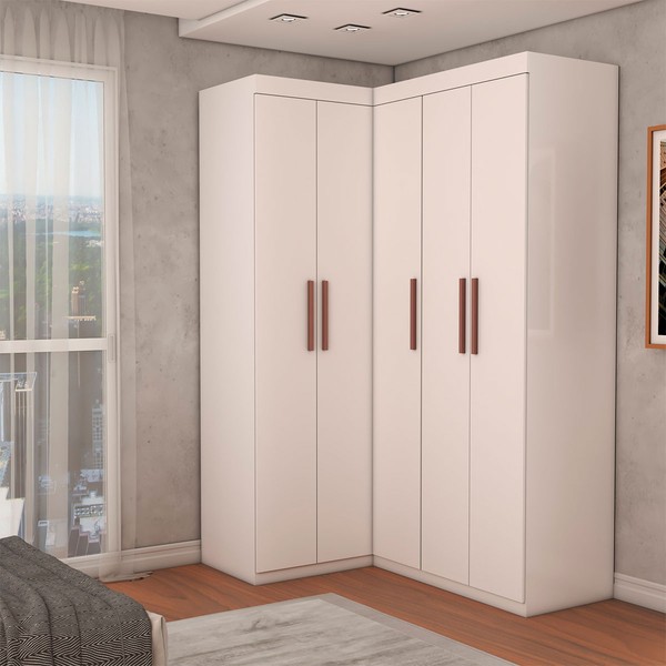 Guarda-Roupa Solteiro Modulado Odisseia 5 Portas 12 Prateleiras Branco - Panorama Móveis