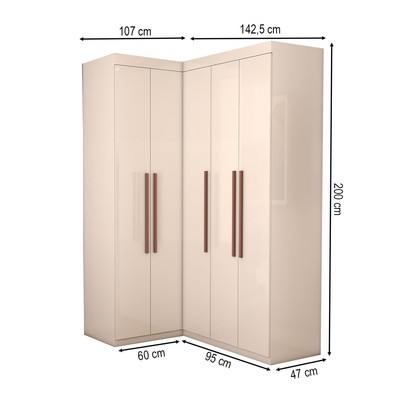 Guarda-Roupa Solteiro Modulado Odisseia 5 Portas 12 Prateleiras Branco - Panorama Móveis