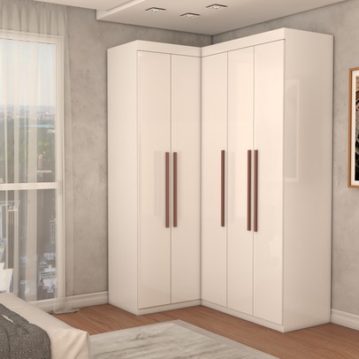 Guarda-Roupa Solteiro Modulado Odisseia 5 Portas 12 Prateleiras Branco - Panorama Móveis