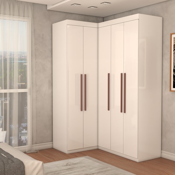 Guarda-Roupa Solteiro Modulado Odisseia 5 Portas 12 Prateleiras Branco - Panorama Móveis