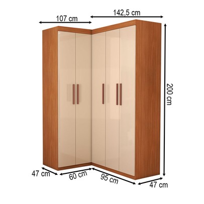 Guarda-Roupa Solteiro Modulado Odisseia 5 Portas 12 Prateleiras Cinamomo/Off White - Panorama Móveis