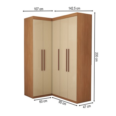 Guarda-Roupa Solteiro Modulado Odisseia 5 Portas 12 Prateleiras Cinamomo/Off White - Panorama Móveis