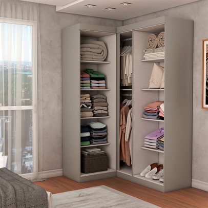 Guarda-Roupa Solteiro Modulado Odisseia 5 Portas 12 Prateleiras Onix - Panorama Móveis