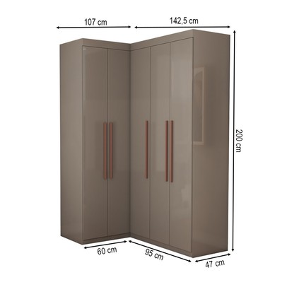 Guarda-Roupa Solteiro Modulado Odisseia 5 Portas 12 Prateleiras Onix - Panorama Móveis