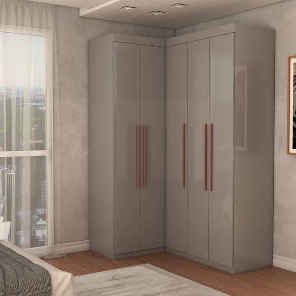 Guarda-Roupa Solteiro Modulado Odisseia 5 Portas 12 Prateleiras Onix - Panorama Móveis