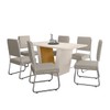 Mesa de Jantar 6 Lugares Viena Monaco com Vidro Cromado/Nature/Off White - Art Panta