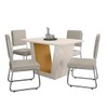 Mesa de Jantar 4 Lugares Viena Monaco com Vidro Cromado/Off White/Nature - Art Panta