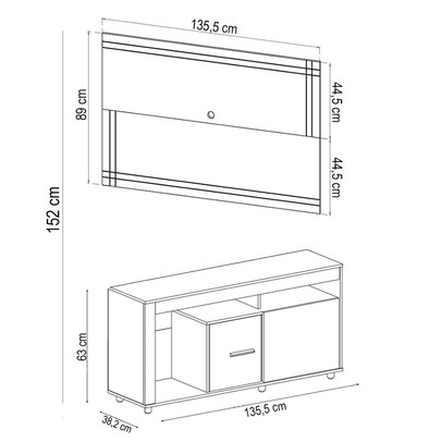 Rack com Painel para TV Até 55 Polegadas Sinfonia 2 Portas Mel/Off White - Viero Móveis