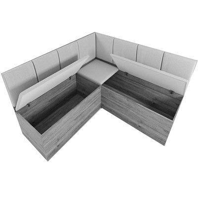 Canto Alemão Gourmet com 2 Cadeiras e Vidro Mel/Off White/Linho Bronze - Viero Móveis