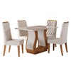 Mesa de Jantar 4 Lugares Lana Mel/Blonde/Veludo Pastel - Viero Móveis