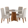 Mesa de Jantar 4 Lugares Cucina com Vidro Mel/Off White - Viero Móveis