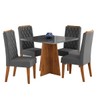 Mesa de Jantar 4 Lugares Cucina com Vidro Mel/Grafite - Viero Móveis
