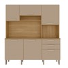 Cozinha Compacta Ferrara 6 Portas 2 Gavetas Freijó/Vanilla - Kits Paraná
