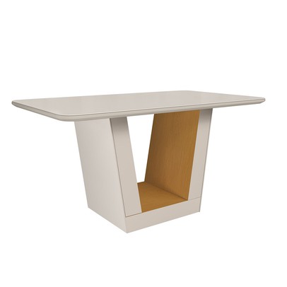 Mesa de Madeira 160 Cm Viena com Vidro Off White/Nature - Art Panta