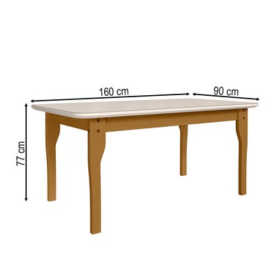 Mesa de Madeira 160cm Luna com Vidro Nature/Off White - Art Panta