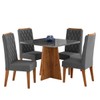 Mesa de Jantar 4 Lugares Cucina Mel/Cinza/Veludo Cinza - Viero Móveis
