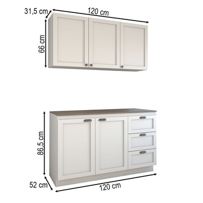 Cozinha Compacta com Tampo Essenza 5 Portas 3 Gavetas Branco Fosco - Panorama Móveis