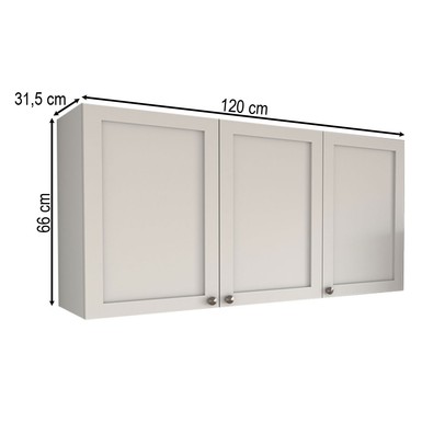 Armário Aéreo Cozinha Essenza 3 Portas 100% Mdf Branco Fosco - Panorama Móveis