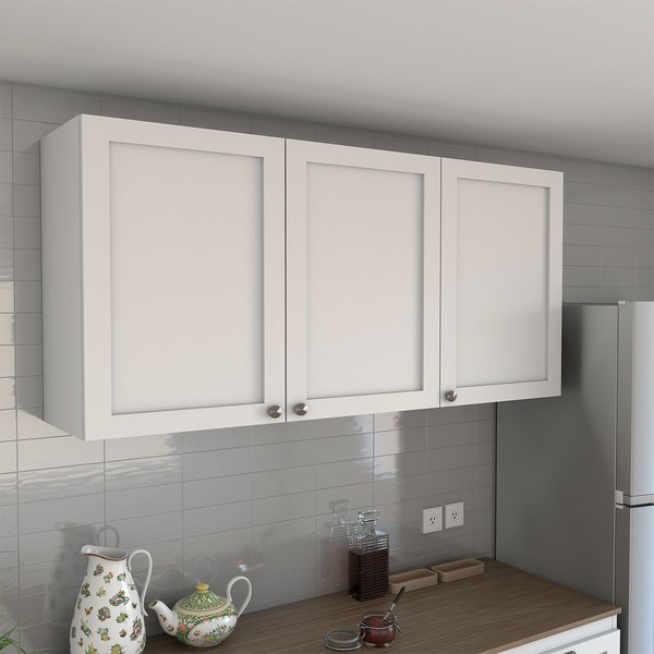 Armário Aéreo Cozinha Essenza 3 Portas 100% Mdf Branco Fosco - Panorama Móveis