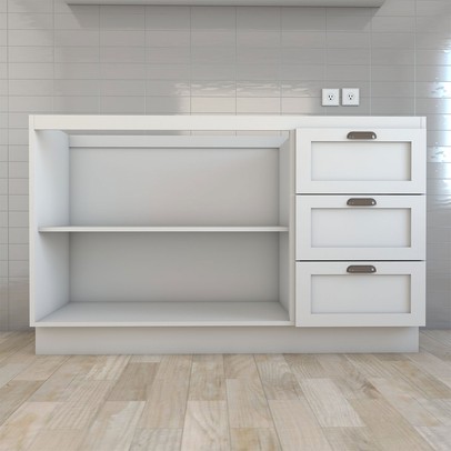 Balcão de Cozinha para Pia Essenza 2 Portas 3 Gavetas 100% Mdf Branco Fosco - Panorama Móveis