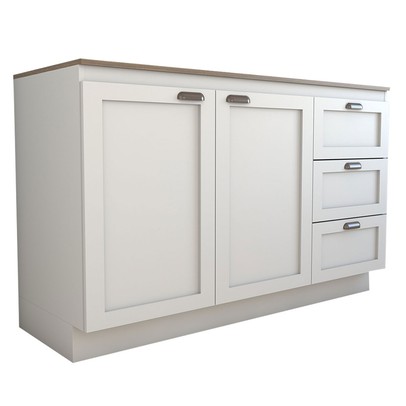 Balcão de Cozinha com Tampo Essenza 2 Portas 3 Gavetas 100% Mdf Branco Fosco - Panorama Móveis