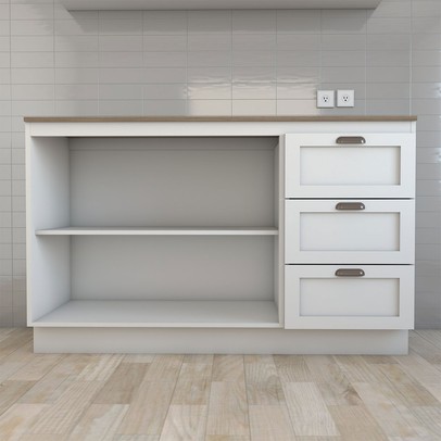 Balcão de Cozinha com Tampo Essenza 2 Portas 3 Gavetas 100% Mdf Branco Fosco - Panorama Móveis