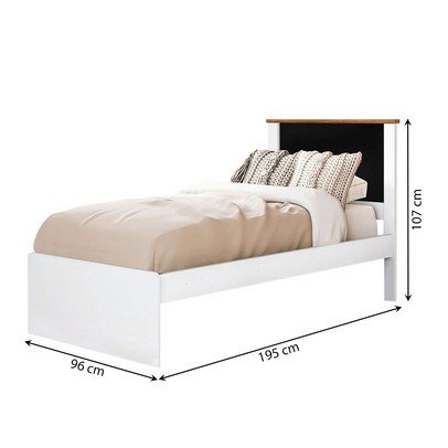 Cama de Solteiro Tijucas Branco/Preto - Pnr Móveis
