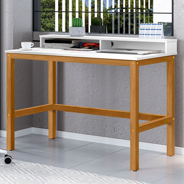 Mesa Escrivaninha Imbituba Branco/Nature - Pnr Móveis