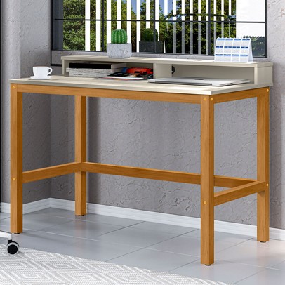 Mesa Escrivaninha Imbituba Off White/Nature - Pnr Móveis