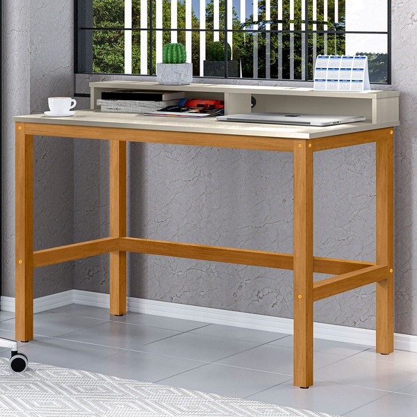 Mesa Escrivaninha Imbituba Off White/Nature - Pnr Móveis