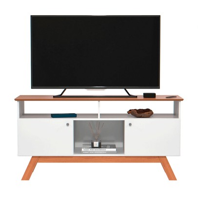 Rack para TV Até 43 Polegadas Villa 2 Portas 1 Prateleira Branco/Nature - Pnr Móveis