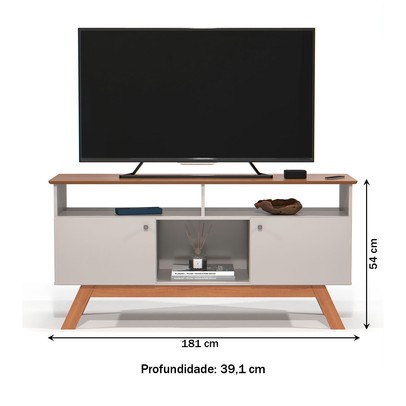 Rack para TV Até 43 Polegadas Villa 2 Portas 1 Prateleira Off White/Nature - Pnr Móveis