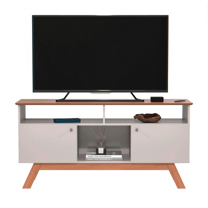 Rack para TV Até 43 Polegadas Villa 2 Portas 1 Prateleira Off White/Nature - Pnr Móveis