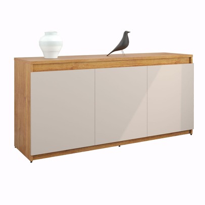 Balcão Buffet Alvin 3 Portas 1 Prateleira Mel/Off White - Viero Móveis