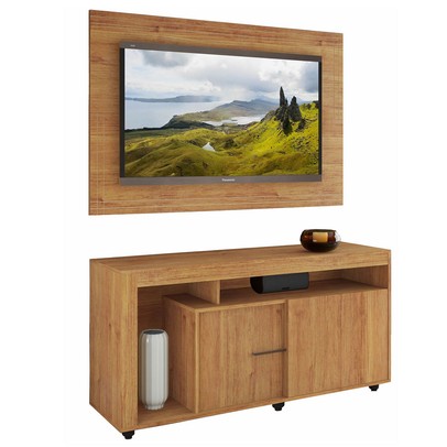 Rack com Painel para TV Até 55 Polegadas Sinfonia 2 Portas Mel - Viero Móveis