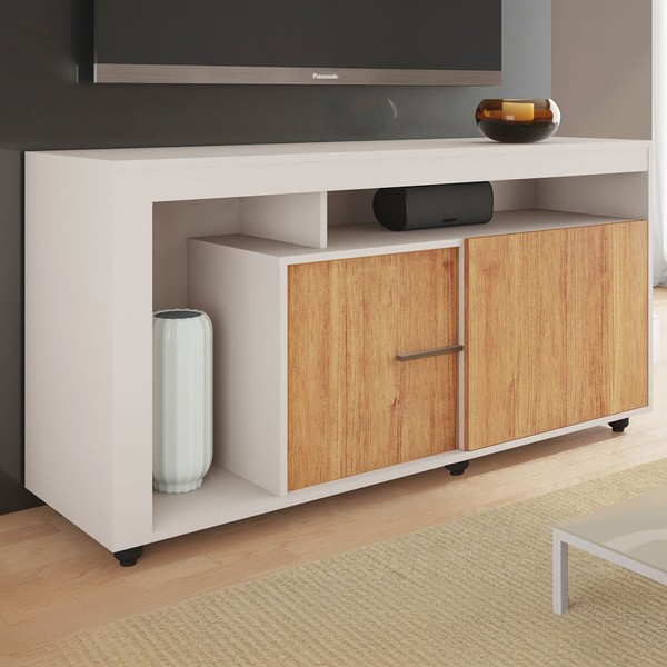 Rack para TV Até 40 Polegadas Personale 2 Portas Off White/Mel - Viero Móveis