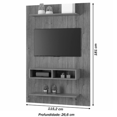 Painel para TV Até 42 Polegadas Isaac 2 Prateleiras 2 Nichos Off White/Mel - Viero Móveis