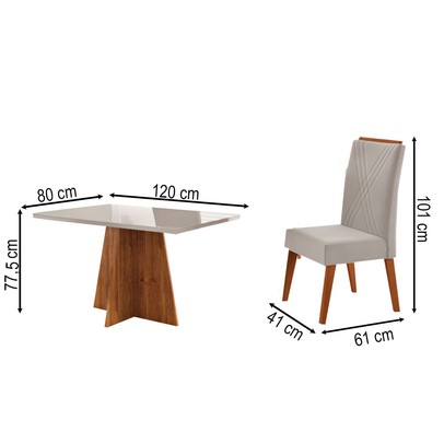 Mesa de Jantar 4 Lugares Stilo Mel/Blonde/Veludo Pastel - Viero Móveis