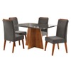 Mesa de Jantar 4 Lugares Stilo Mel/Cinza/Veludo Cinza - Viero Móveis