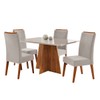 Mesa de Jantar 4 Lugares Stilo com Vidro Mel/Vidro Off White/Veludo Pastel - Viero Móveis