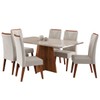 Mesa de Jantar 6 Lugares Stilo Mel/Blonde/Veludo Pastel - Viero Móveis