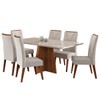 Mesa de Jantar 6 Lugares Stilo com Vidro Mel/Off White/Veludo Pastel - Viero Móveis
