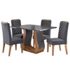 Mesa de Jantar 4 Lugares Lana Mel/Cinza/Veludo Cinza - Viero Móveis