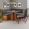 Canto Alemão Gourmet com 2 Caderias Mel/Cinza/Veludo Cinza - Viero Móveis