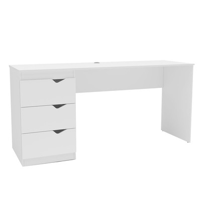 Mesa Escrivaninha Porto 3 Gavetas Branco- Politorno