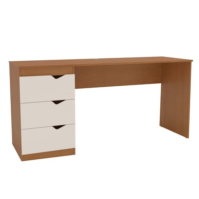 Mesa Escrivaninha Porto 3 Gavetas Freijó/Creme - Politorno