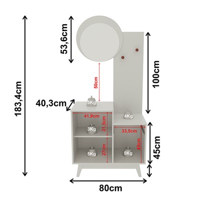 Aparador 2 Portas 1 Gaveta com Espelho Ap2311 Branco - Tecno Mobili