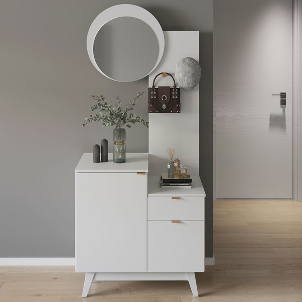 Aparador 2 Portas 1 Gaveta com Espelho Ap2311 Branco - Tecno Mobili